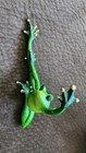 Green Yoga Frog Figurine Side Stretch Split Gold Toes Zen Garden Statue Decor 