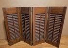 Vintage Louvered Wooden Plantation Window Shutters 4 Connected Panels 24  