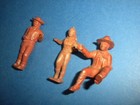 3 Roy Rogers Western Cowboy Figures 1950 s Marx Playset 60mm Lot Vintage Reddish