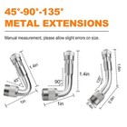 Safelife Valve Stem Extenders 6 Pack  45 Degree 90 135 Metal    