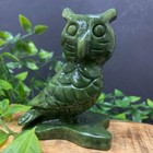 Hand-carved Owl Figurine     Natural Nephrite Jade Gemstone For Healing  Feng Shui