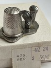 Vintage Metzke Pewter Pelican Magnetic Thimble Holder W  Thimble Box 475 Pel