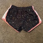 Nike Dri-fit Girls Running Shorts S Black Speckled Pink Trim Drawstring