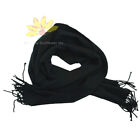 Men Women Unisex 100  Cashmere Winter Warm Plain Scarf Pure Solid Wool Black