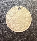 1896 South Africa 1 Shilling Silver Coin  Km 5-mintage  437 000 Holed 