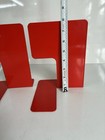 Pair Vintage Mcm Designer Red Metal Bookends Pop Art
