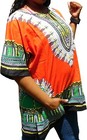 Womens Orange Dashiki Shirt African Blouse Top 100  Comfort Cotton