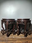 12 2  Old Chinese Dynasty Rosewood Carving Phoenix Bird Head Flower Rack Pair