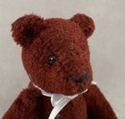 Vintage Artist Made Miniature Jointed Teddy Bear Upholstery Fabric 4    Tall