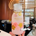 New Starbucks 2021 China Pink Sakura 13oz Glass Cup With Handbag