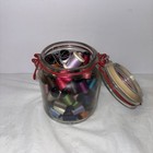 Vintage Jar Of Sewing Thread Spools Variety Of Color And Sizes 
