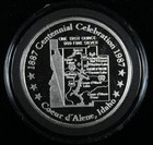 1987 Coeur D alene Idaho Centennial  1 Troy Oz  999 Fine Silver  Silver Round