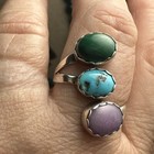 Size 9 Sterling Silver With Natural Stones Ring Signed Bl