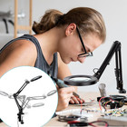 Led Magnifier Desk Lamp With Clamp  5 Diopter Glass Lens  3 Color Modes
