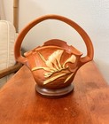 Roseville Pottery 1930 Art Deco Freesia Brown Glaze 391-8   Basket