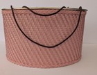 Vtg 1950s Princess Sewing Basket Purse Flamingo Pink Wicker Black Felted Poodle 