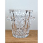 Vintage Heavy Lead Crystal Ice Bucket Diamond Thumbprint Cut Glass 9  Barware