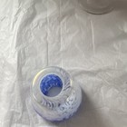 Unmarked Blue   White Spatter Glass Candle Topper Shade 4 In L X 3 In H