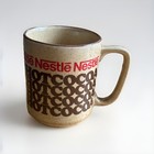 Set Of 2 Vintage Nestle Brown Stoneware Hot Cocoa Mugs Retro Cottage Core Mcm
