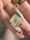 Vintage Bulova 12k Gold Filled Gemstone  Bracelet Ladies Watch Good Condition