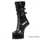 Fashion Womens Buckle Strap Lace Up Ankle Boots Sexy Party High Heels Heelless