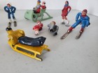 Barclay Winter Christmas Scene Lead Figures Sled Riders Skiers Skaters Sleigh
