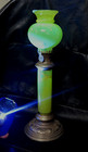  2 Magnificent   Rare  All Original  Mint  Miniature Vaseline Victorian Oil Lamp