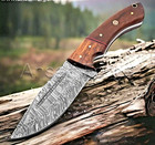 Custom Made Hand Forged Damascus Steel Tracker Hunting Knife Wood Handle 2839