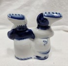 Vintage Gzhel Porcelain Russian Folk Couple Figurine Hand Painted Blue White