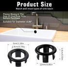 4pcs Round Hole Sink Overflow Ring  Basin Cover For Black 