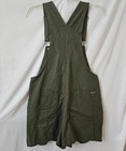 Vtg No Boundaries Nobo Shortalls Womens Xl Linen Blend Army Green Y2k