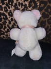 Vtg Eden Toys Musical Stuffed Plush Teddy Bear White   Pink Wind-up Music Box 8   