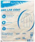 White Disposable Lab Coat Knit Collar   Cuff   No Pocket 10pc  S m l xl 2x 3x 4x