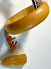 3 Bakelite Jewlery Items ears  Clip  Bangle  1930 s