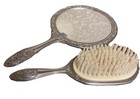 Vtg Silver Plated Repousse Hand Mirror And Brush Vanity Set Ornate Elegant