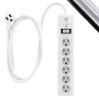 6-outlet Surge Protector 6 Ft Extension Cord Power Strip 800 Joules Flat Plug   