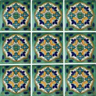Mexican Tile Folk Art Handmade Talavera Backsplash Handpainted Mosaic   C248