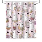 Halloween Cute Pink Ghost Shower Curtain For Bathroom 72x72 Inches