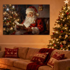 Framed Christmas Canvas Wall Art Print  Vintage Santa Reading Book Canvas Painti