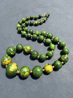Vintage Bakelite Catalin Chunky Boho Necklace 27    76 9g Tested Green Beads Deco