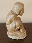 Vintage Rare Hand Carved Wooden Sculpture Eskimo Inuit Man Signed Ca 91