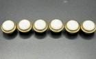Lot Of 6 White Porcelain   Brass Vintage Mcm Cabinet Knobs Drawer Pulls Handles