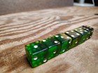 Lot Of 6 Vintage Green Transparent Dice Salvaged From Old Board Games 5 8 x 5 8 