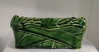 Vtg Mccoy Art Pottery Ivy Strap Flower Pot Planter Vase Green Mcm 6 1 2  L