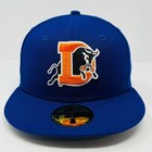 New Era Milb Durham Bulls Blue Orange W Bull Logo Fitted Hat Cap Mens Size 7 1 8
