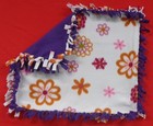 Handmade Baby  Fleece Tied Security Blanket - Pink   Purple Flowers - 20 X 25
