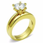 Gold Tone Stainless Steel Round Cz Women s Wedding Engagement Ring Set Size 5-10