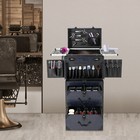 Black Rolling Makeup Case Aluminum Salon Cosmetic Luggage 4 Wheel Organizer