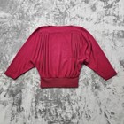 Vintage 70s Alberoy Sweater Womens S Dark Pink Boatneck Crop Sleeve Batwing 