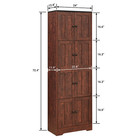 Tall Storage Cabinet With 8 Doors And 4 Shelves Wall Storage Cabinet Walnut